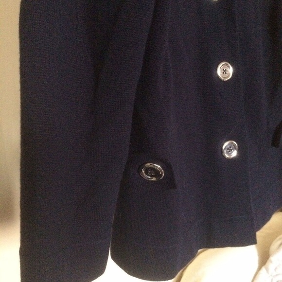 Banana Republic Knit Jacket Navy SzM Collar 4 Button Closure Fitted Pre-Owned - Picture 9 of 12